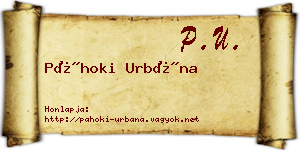 Páhoki Urbána névjegykártya